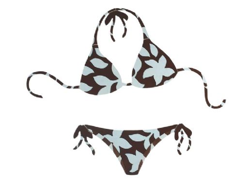 Porcelain Mosaic Floral Bikini | Brown and Blue | PORC-FB34B