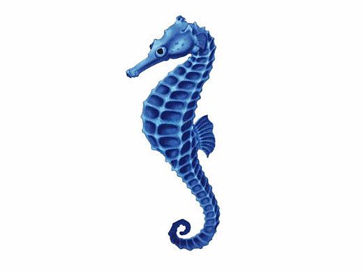 Porcelain Mosaic Blue Seahorse | 3" x 6" | PORC-SH17BL-6