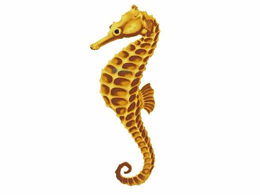 Porcelain Mosaic Yellow Seahorse | 4" x 9" | PORC-SH17YE-9