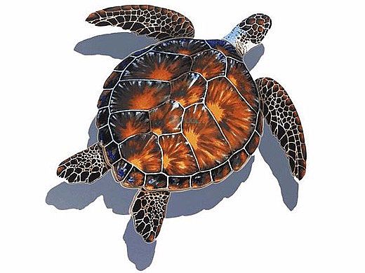 Porcelain Mosaic Sea Turtle Brown | 11"x11" with Shadow | PORC-BT10-10/SH