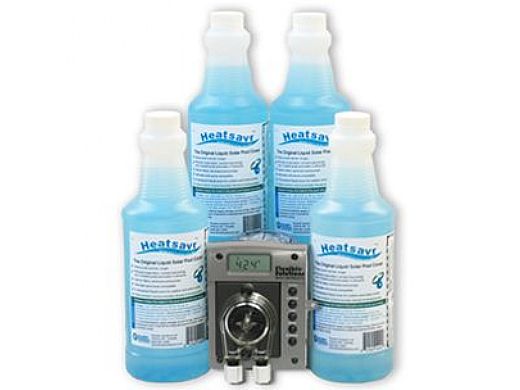 Heatsavr Liquid Solar Heating Blanket Kit | Automatic Metering System & Four 1-Liter Bottles of HeatSavr | HS140