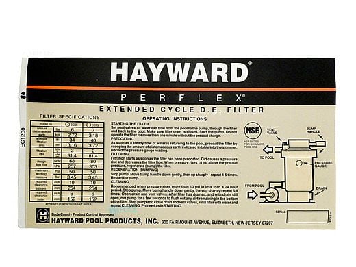 Hayward Operation Decal PerFlex DE | ECX1230