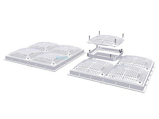 Hayward Dual Suction Hi-Flow Cover and In/Out Frame | 2-Pack 18"x18" | White | WG1033HF2PAK2
