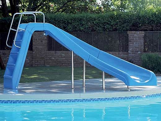 Inter-Fab White Water Pool Slide | Right Curve | Blue | WWS-CRB-SS