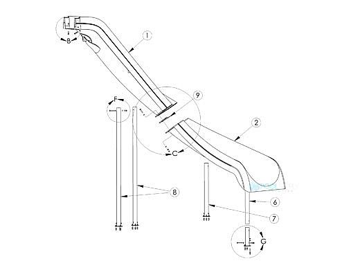 Inter-fab Wild Ride Slide Upper Runway Right Turn | Gray | WRS-URUN-G-R