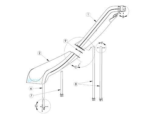 Inter-fab Wild Ride Slide Upper Runway Left Turn | Blue | WRS-URUN-B-L