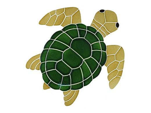 Artistry In Mosaics Turtle Classic Topview Natural Mosaic | Medium - 16" x 15" | TURNATTM