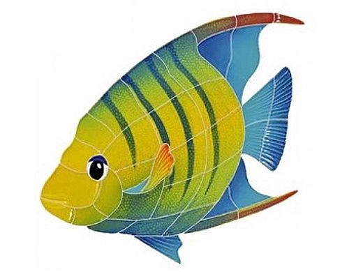 Artistry In Mosaics Banded Angel Fish Mosaic | Large Left - 12" x 13" | AFBMCOLL