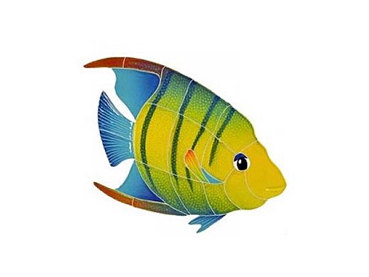 Artistry In Mosaics Banded Angel Fish Mosaic | Small Right - 9" x 10" | AFBMCORS