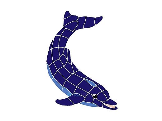 Artistry In Mosaics Dolphin Classic Downward Mosaic | Small - 22"? x 16"? | DOLBLUDS