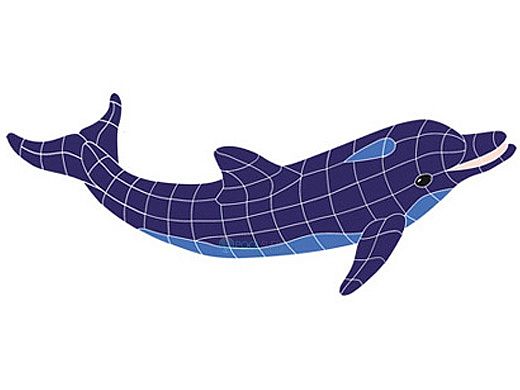 Artistry In Mosaics Dolphin Classic No Curve Mosaic | Medium - 19"? x 42"? | DOLBLUNM