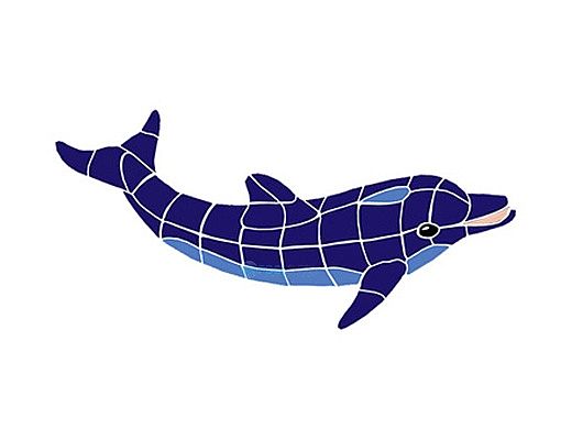 Artistry In Mosaics Dolphin Classic No Curve Mosaic | Small - 11"? x 24"? | DOLBLUNS