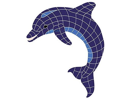 Artistry In Mosaics Dolphin Classic Upward Mosaic | Medium - 36"? x 27"? | DOLBLUUM