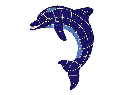 Artistry In Mosaics Dolphin Classic Upward Mosaic | Small - 21"? x 18"? | DOLBLUUS