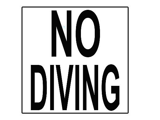 Depth Marker 6"x6" Smooth Black and White Marker Tile | No Diving Words | DMFND