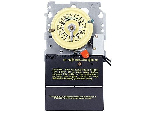 Intermatic T100M Series 24 Hour Dial Time Switch Mechanism Only with Pool Heater Protection | DPST 208-277V | T104M201