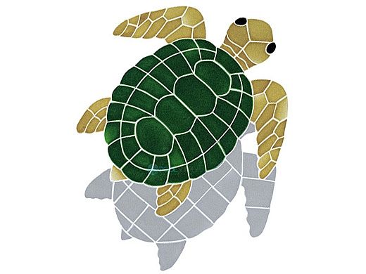 Artistry In Mosaics Turtle Classic Topview Natural with Shadow Mosaic | Large - 25" x 24" | TSHNATTL