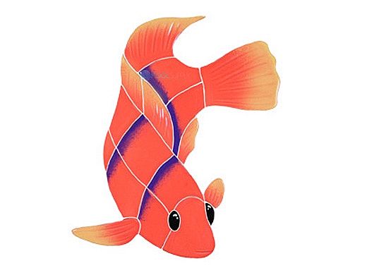 Artistry In Mosaics Flame Angel Fish Mosaic | Small Right - 8" x 6" | AFFORARS