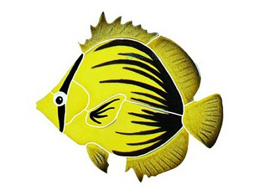 Artistry In Mosaics Spiked Butterfly Fish Mosaic | 4" x 5" | BFSYELLS