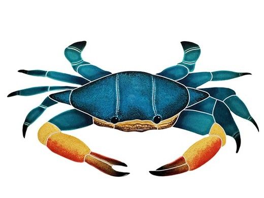 Artistry In Mosaics Blue Swimmer Crab Mosaic | 7" x 12" | CBSMCOOS