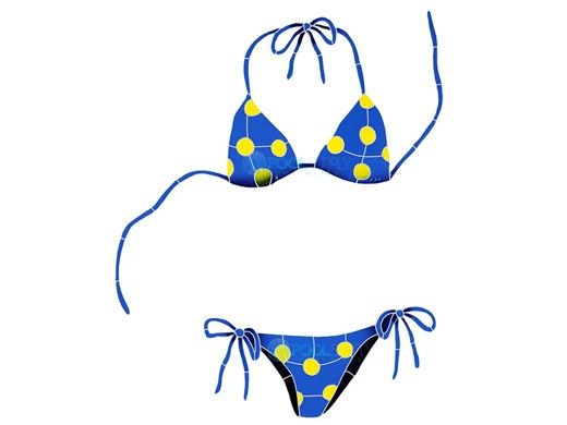 Artistry In Mosaics Bikini Blue with Yellow Polka Dots Mosaic | 29" x 20" | BYEBLUOM
