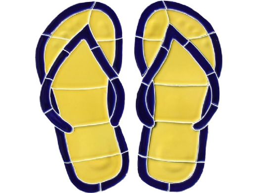 Artistry In Mosaics Flip Flops Blue Mosaic | 10" x 10" | FFLYELOS