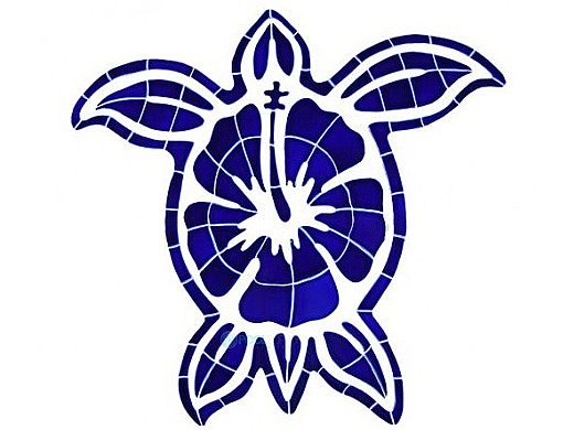 Artistry In Mosaics Hibiscus Turtle Mosaic | 24" x 24" | THIBLUOL