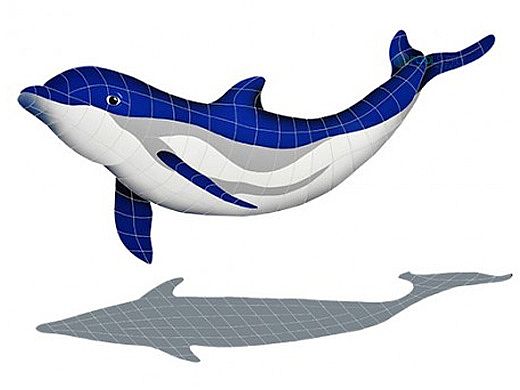 Artistry In Mosaics Bottlenose Dolphin DownWard with Shadow Mosaic | 36" x 51" | BDSBLUDL