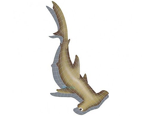 Artistry In Mosaics Hammerhead Shark with Shadow Mosaic | 62" x 31" | SHSBROOL