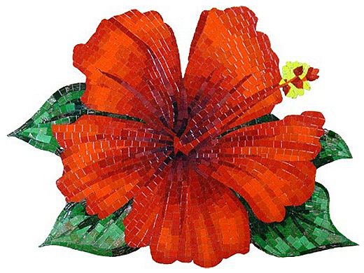 Artistry In Mosaics Hibiscus Glass Mosaic | 27" x 35" | G-HFM