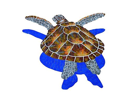 Artistry In Mosaics Loggerhead Turtle with shadow Glass Mosaic | Small - 28" x 29" | G-LTSHS
