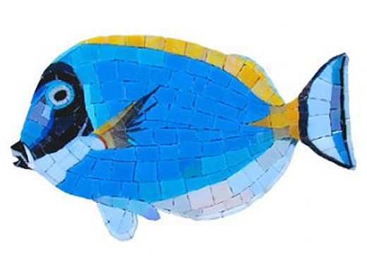 Artistry In Mosaics Surgeon Fish Glass Mosaic | 6" x 10" | G-SFS