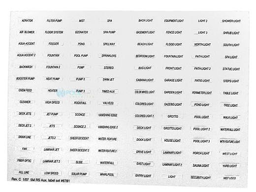 Jandy Decal Set for Auxillary Equipment  | 6781