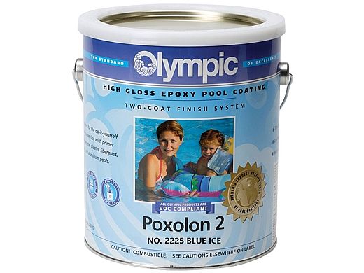 Olympic Poxolon 2 Epoxy Pool Paint Kit | Paint + Catalyst 1-Gallon | Blue Ice | 2225 G 2225-GL