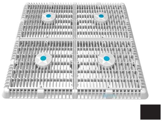AquaStar 18"x18" Frame with Four 9" Anti-Entrapment Wave Grates with Vented Riser Rings | Black | WAV18WR102