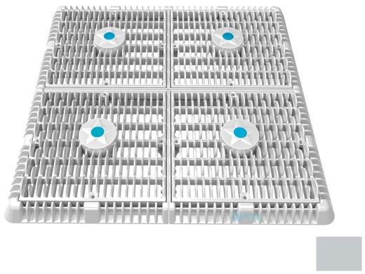 AquaStar 18"x18" Frame with Four 9" Anti-Entrapment Wave Grates with Vented Riser Rings | Light Gray | WAV18WR103