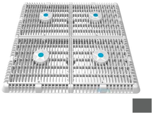 AquaStar 18"x18" Frame with Four 9" Anti-Entrapment Wave Grates with Vented Riser Rings | Dark Gray | WAV18WR105