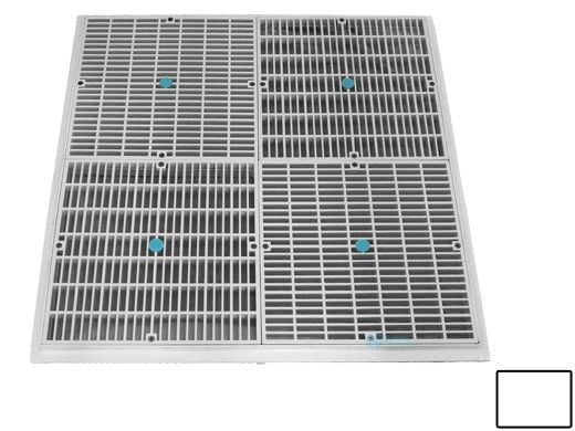 AquaStar 24" Square Mud Frame | with Four 12" Square Flat Grates | (VGB Series) | White | 24101