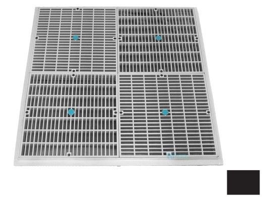 AquaStar 24" Square Mud Frame | with Four 12" Square Flat Grates | (VGB Series) | Black | 24102