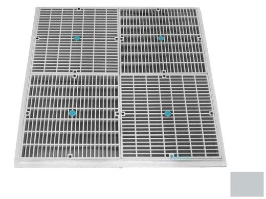 AquaStar 24" Square Mud Frame | with Four 12" Square Flat Grates | (VGB Series) | Light Gray | 24103