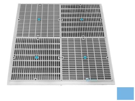 AquaStar 24" Square Mud Frame | with Four 12" Square Flat Grates | (VGB Series) | Blue | 24104