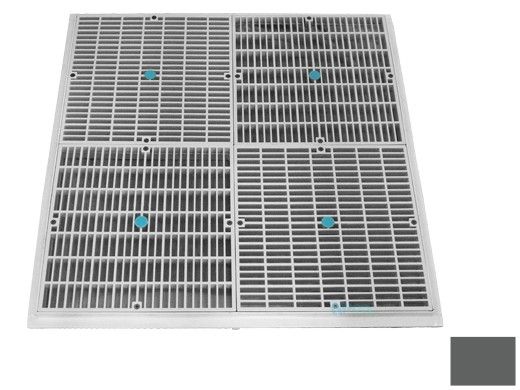 AquaStar 24" Square Mud Frame | with Four 12" Square Flat Grates | (VGB Series) | Dark Gray | 24105