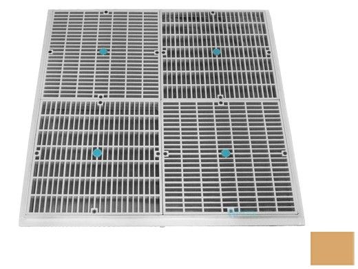 AquaStar 24" Square Mud Frame | with Four 12" Square Flat Grates | (VGB Series) | Tan | 24108