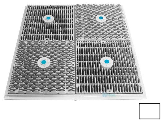 AquaStar 24" Square Mud Frame with Four 12" Square Wave Anti-Entrapment Suction Outlet Covers | White | WAV24101