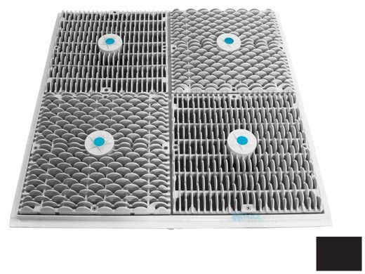AquaStar 24" Square Mud Frame with Four 12" Square Wave Anti-Entrapment Suction Outlet Covers | Black | WAV24102