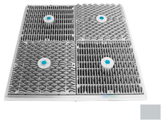 AquaStar 24" Square Mud Frame with Four 12" Square Wave Anti-Entrapment Suction Outlet Covers | Light Gray | WAV24103
