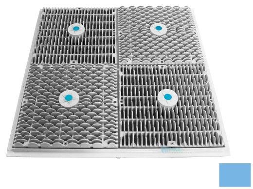 AquaStar 24" Square Mud Frame with Four 12" Square Wave Anti-Entrapment Suction Outlet Covers | Blue | WAV24104