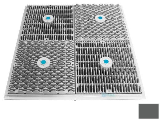 AquaStar 24" Square Mud Frame with Four 12" Square Wave Anti-Entrapment Suction Outlet Covers | Dark Gray | WAV24105