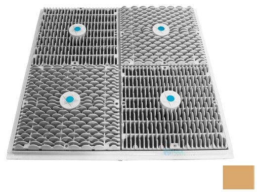 AquaStar 24" Square Mud Frame with Four 12" Square Wave Anti-Entrapment Suction Outlet Covers | Tan | WAV24108