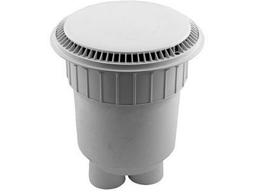 AquaStar 10" Anti Entrapment Outlet Cover with Dual Port 2 1/2" Spigot x 2" Socket Deep PVC Sump | White | 10AVDDSB101